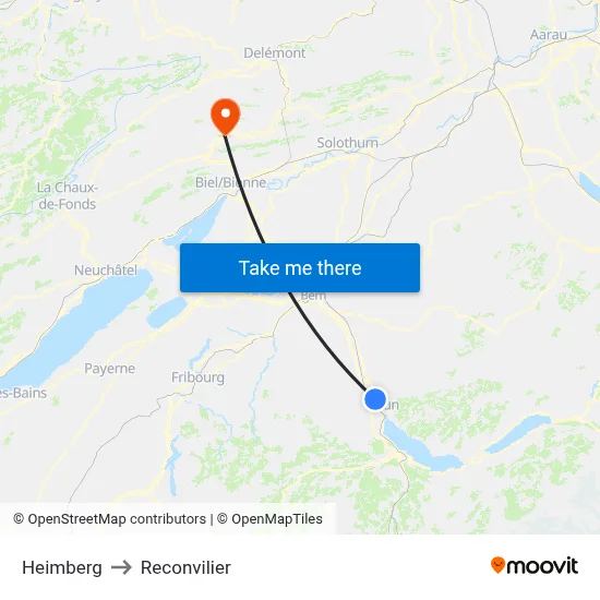 Heimberg to Reconvilier map