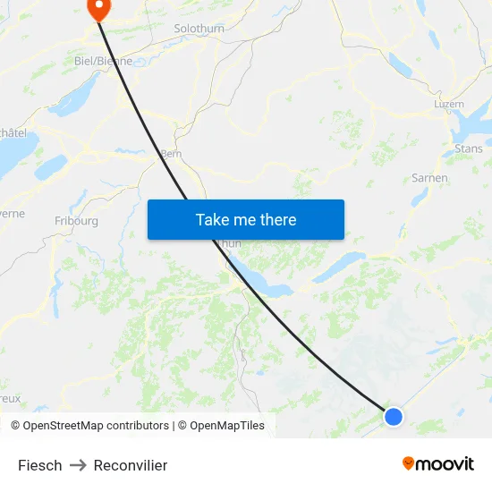 Fiesch to Reconvilier map