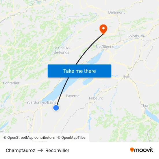 Champtauroz to Reconvilier map