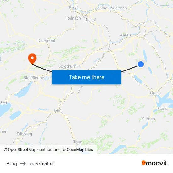 Burg to Reconvilier map