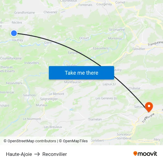 Haute-Ajoie to Reconvilier map