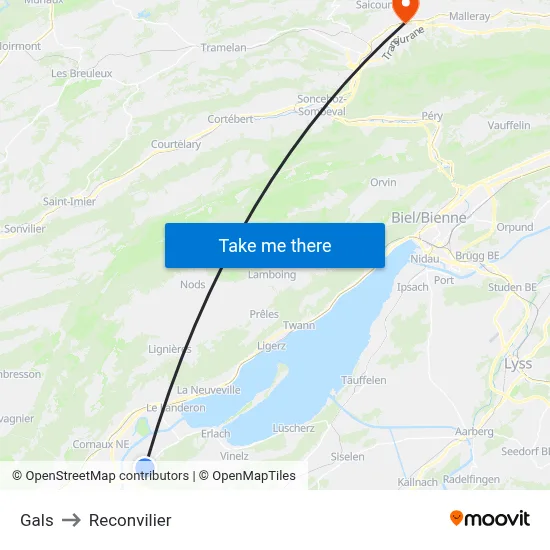 Gals to Reconvilier map