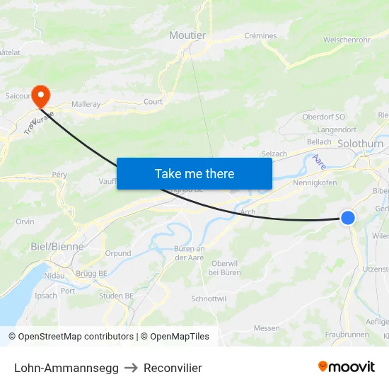 Lohn-Ammannsegg to Reconvilier map
