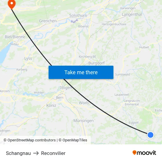Schangnau to Reconvilier map