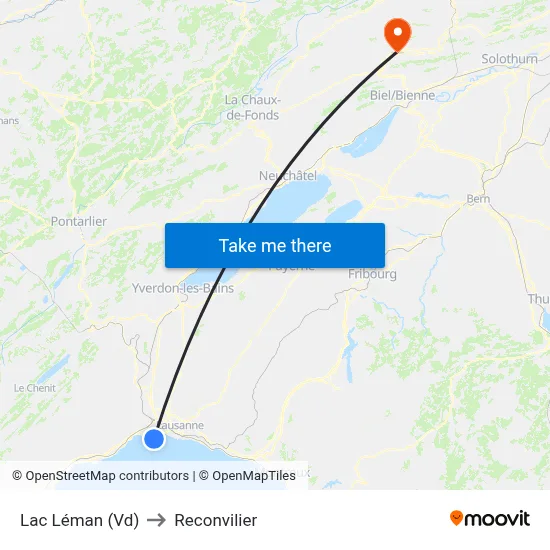 Lac Léman (Vd) to Reconvilier map