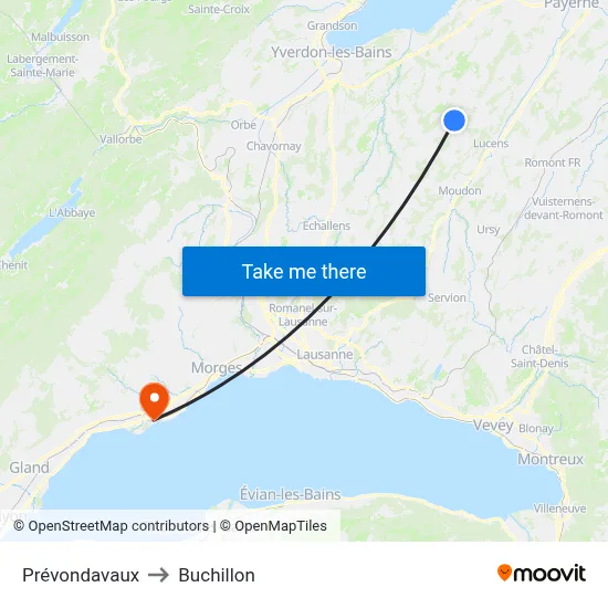 Prévondavaux to Buchillon map