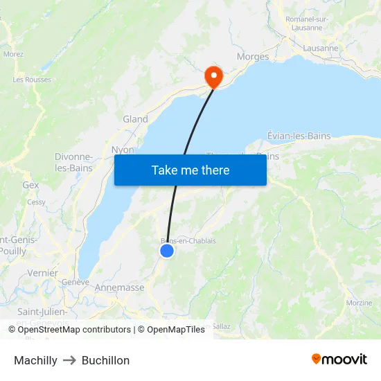 Machilly to Buchillon map