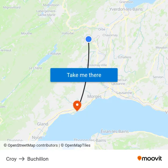 Croy to Buchillon map