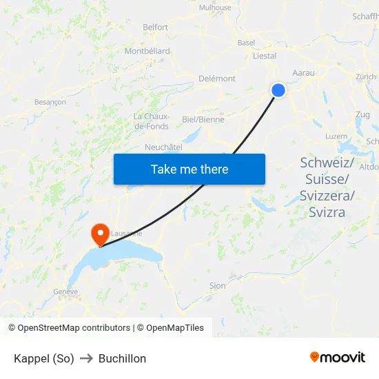 Kappel (So) to Buchillon map