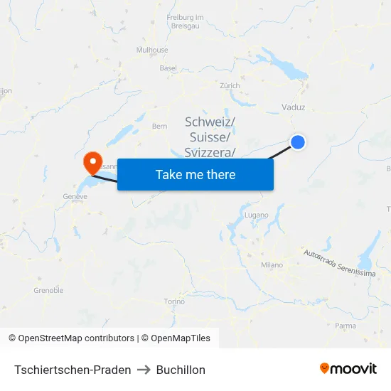 Tschiertschen-Praden to Buchillon map
