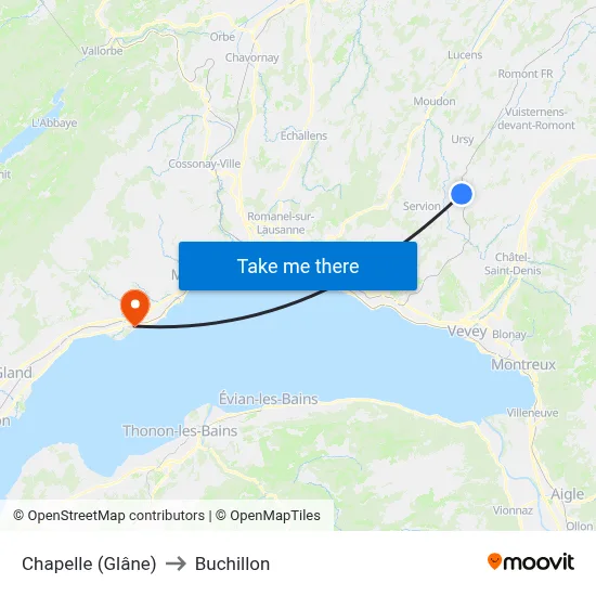 Chapelle (Glâne) to Buchillon map