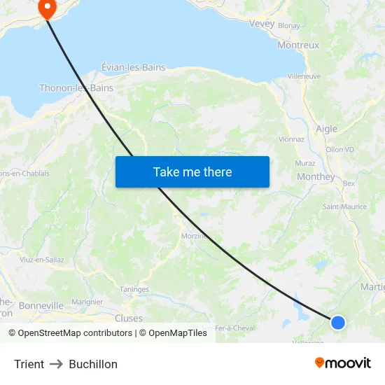 Trient to Buchillon map