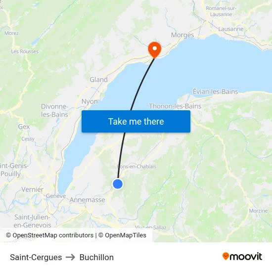 Saint-Cergues to Buchillon map