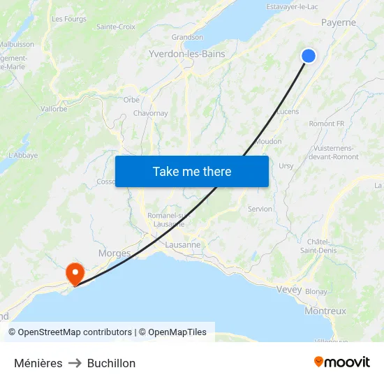 Ménières to Buchillon map
