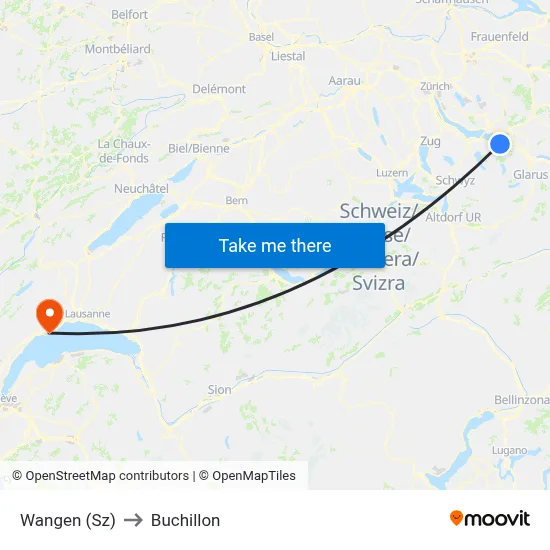 Wangen (Sz) to Buchillon map