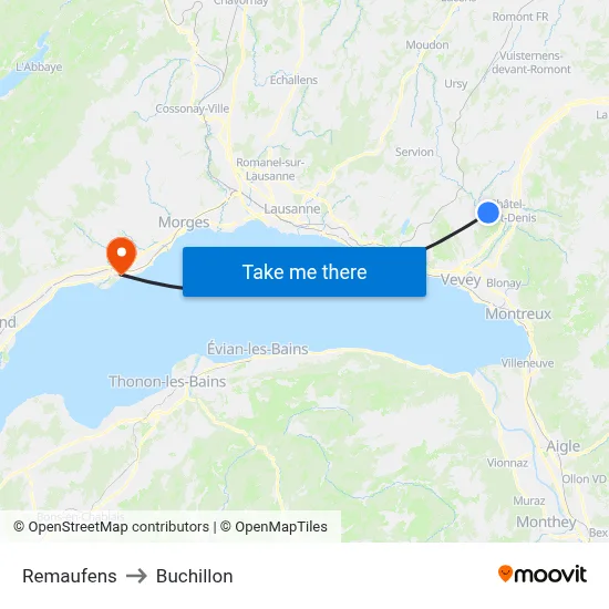 Remaufens to Buchillon map
