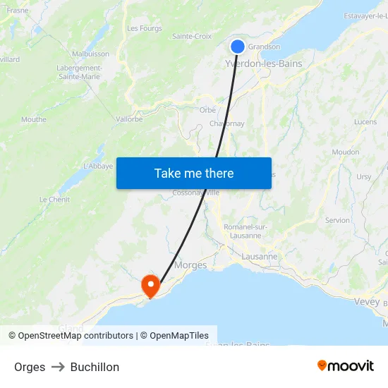 Orges to Buchillon map