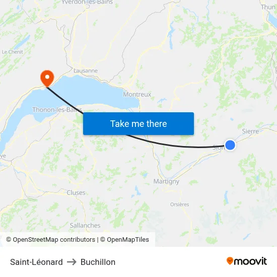 Saint-Léonard to Buchillon map