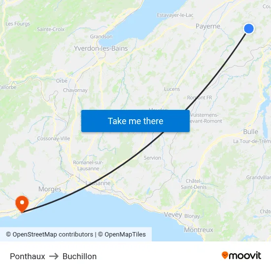 Ponthaux to Buchillon map