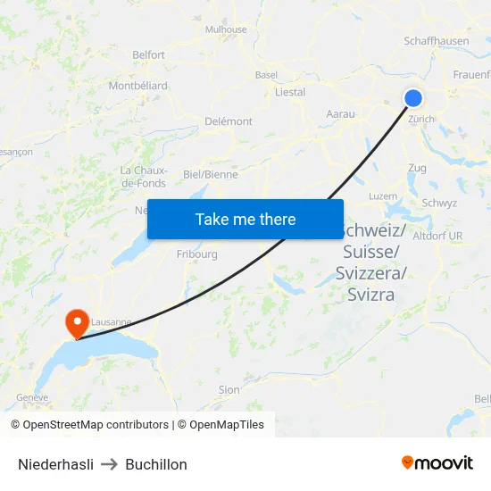 Niederhasli to Buchillon map