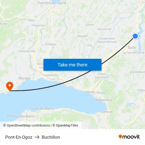 Pont-En-Ogoz to Buchillon map