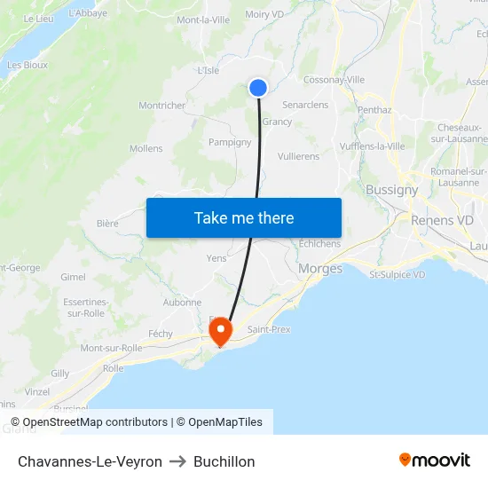 Chavannes-Le-Veyron to Buchillon map