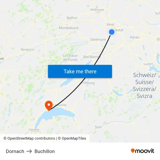 Dornach to Buchillon map
