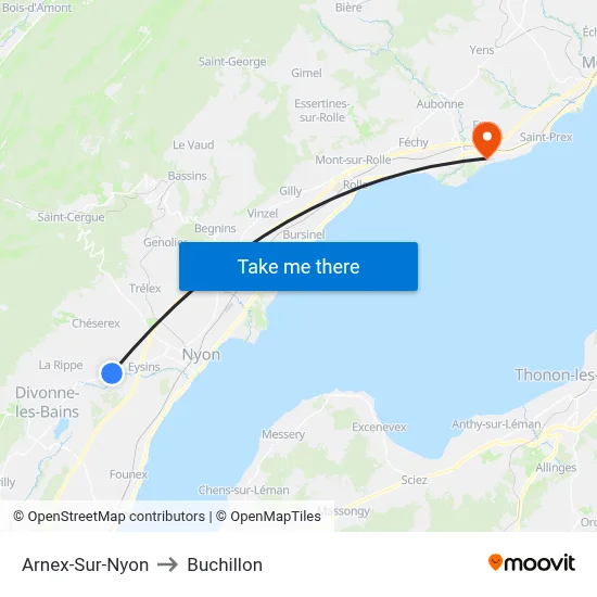 Arnex-Sur-Nyon to Buchillon map