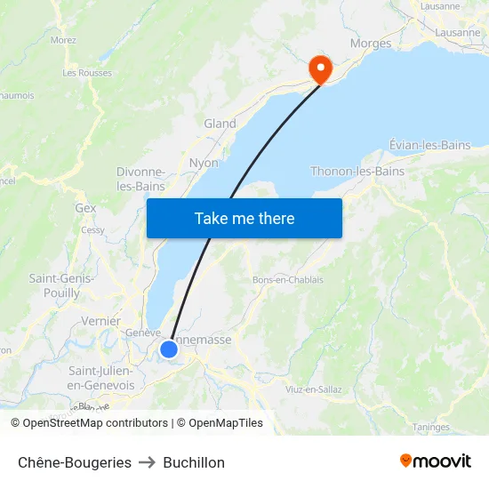 Chêne-Bougeries to Buchillon map