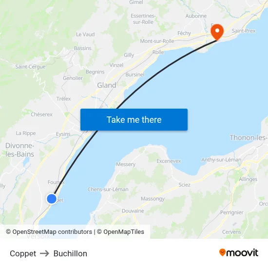 Coppet to Buchillon map