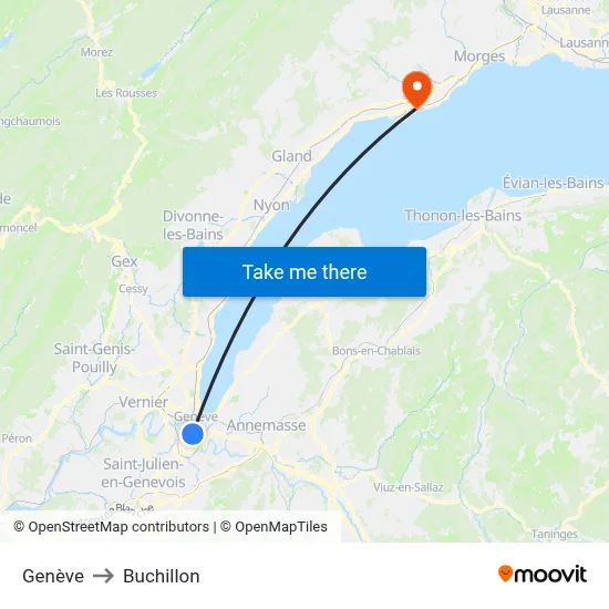 Genève to Buchillon map