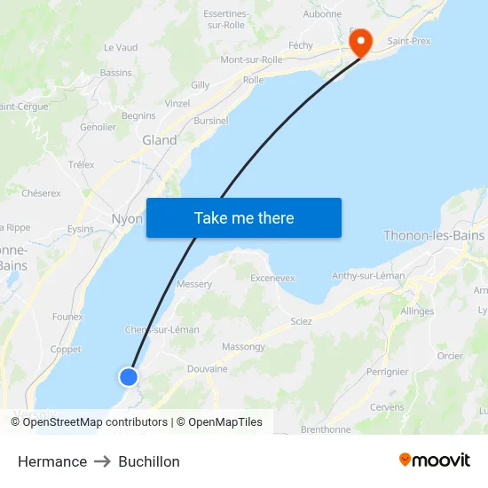 Hermance to Buchillon map