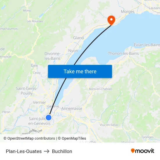 Plan-Les-Ouates to Buchillon map