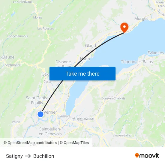 Satigny to Buchillon map