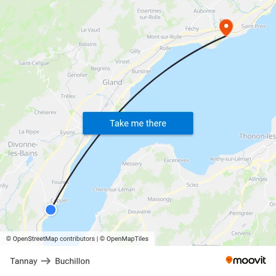 Tannay to Buchillon map