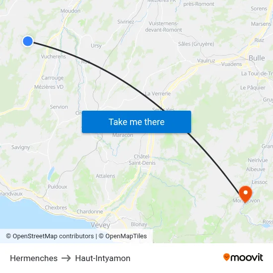 Hermenches to Haut-Intyamon map