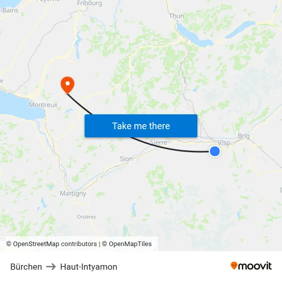 Bürchen to Haut-Intyamon map
