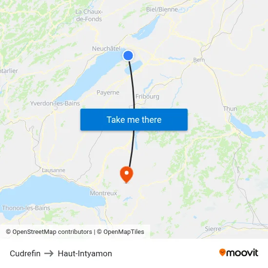 Cudrefin to Haut-Intyamon map
