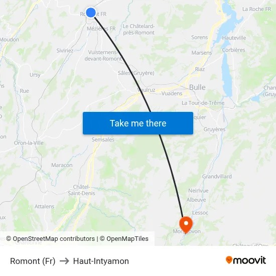 Romont (Fr) to Haut-Intyamon map