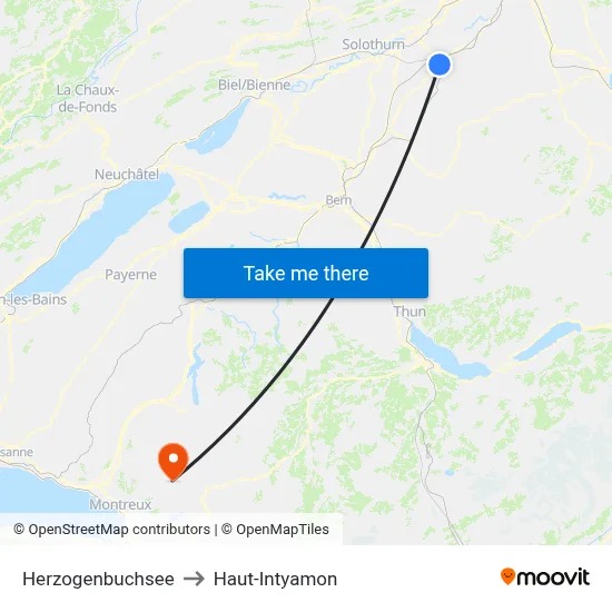 Herzogenbuchsee to Haut-Intyamon map