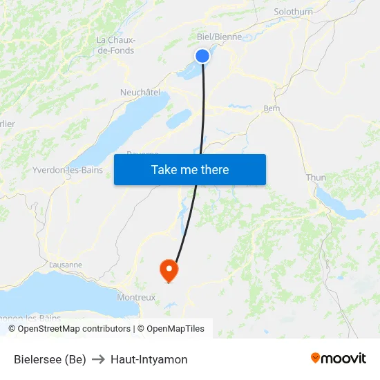 Bielersee (Be) to Haut-Intyamon map