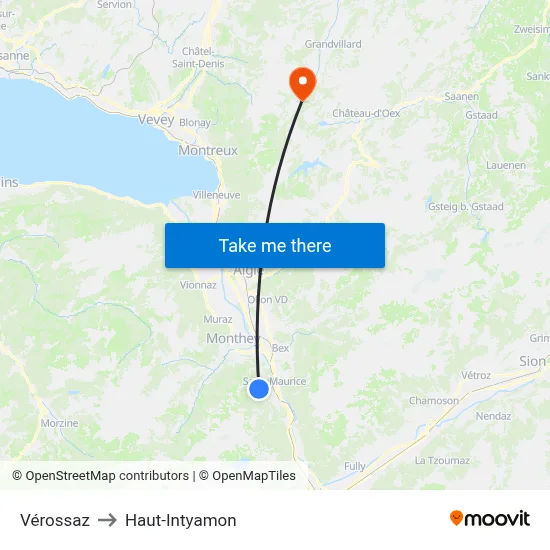 Vérossaz to Haut-Intyamon map