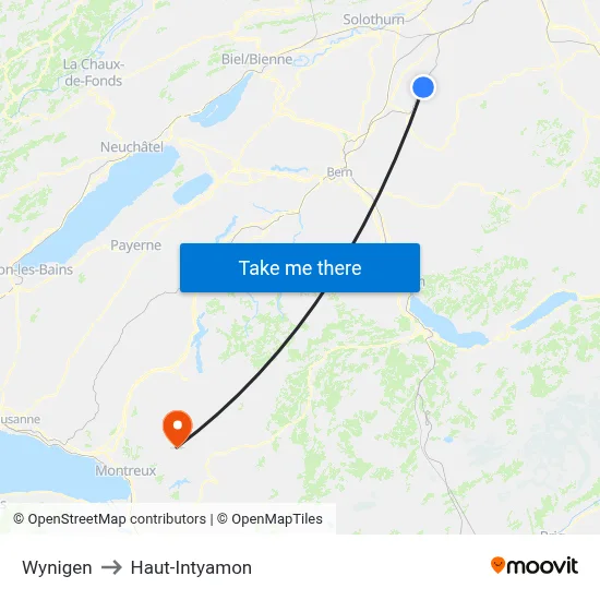 Wynigen to Haut-Intyamon map