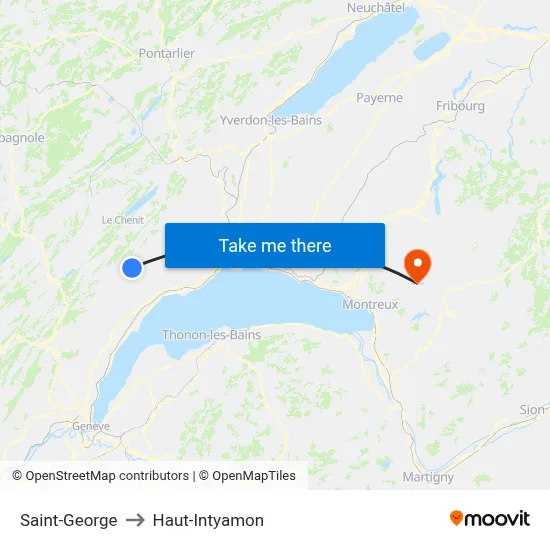 Saint-George to Haut-Intyamon map