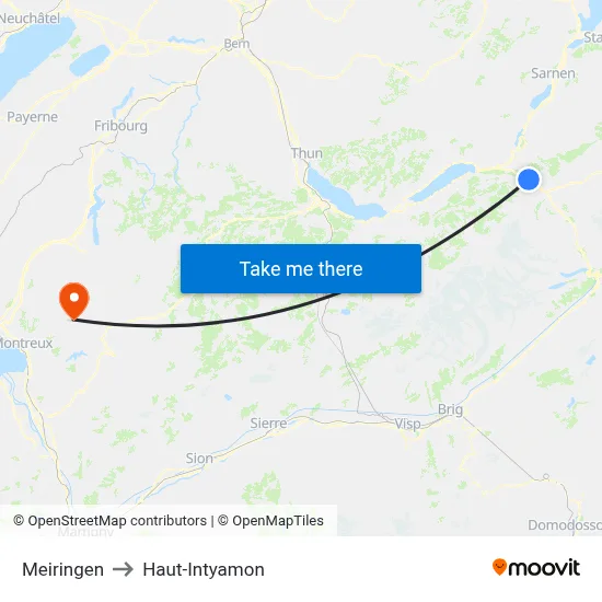 Meiringen to Haut-Intyamon map
