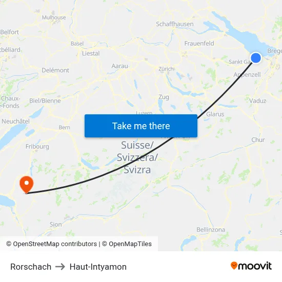 Rorschach to Haut-Intyamon map