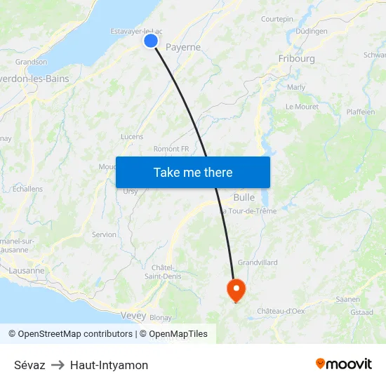 Sévaz to Haut-Intyamon map