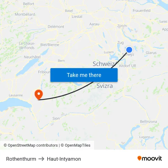 Rothenthurm to Haut-Intyamon map