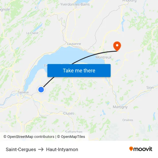 Saint-Cergues to Haut-Intyamon map
