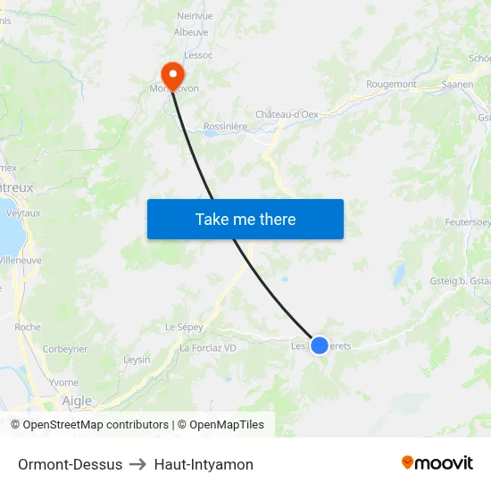 Ormont-Dessus to Haut-Intyamon map
